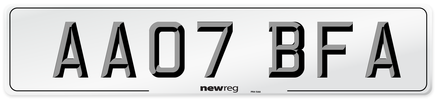 AA07 BFA Number Plate from New Reg